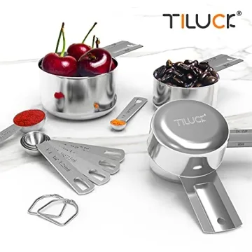 TILUCK Stainless Steel Measuring Cups & Spoons Set for Cooking