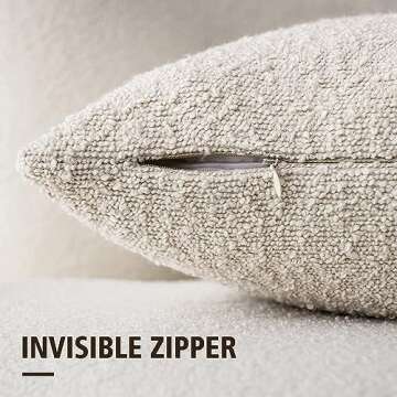 Foindtower Set of 2, Decorative Textured Boucle Throw Pillow Covers Accent Solid Pillow Cases Neutra...