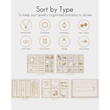 Elegant Vlando 5 Layer Jewelry Box for Women - Cloud White