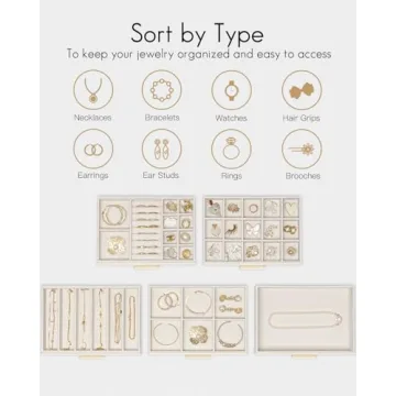 Elegant Vlando 5 Layer Jewelry Box for Women - Cloud White