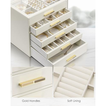 Elegant Vlando 5 Layer Jewelry Box for Women - Cloud White