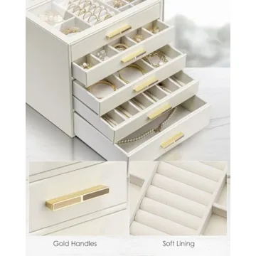 Elegant Vlando 5 Layer Jewelry Box for Women - Cloud White
