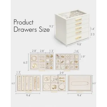Elegant Vlando 5 Layer Jewelry Box for Women - Cloud White