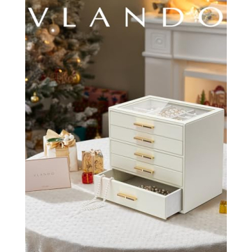 Elegant Vlando 5 Layer Jewelry Box for Women - Cloud White