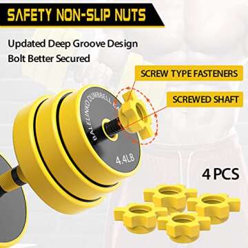 Balelinko Adjustable Barbell, Adjustable Dumbbells Weight Set, Multifunction Weights 2-in-1 Dumbbell Barbell Set, Non-Slip Neoprene Hand, All-Purpose, Home, Gym, Office,66 LBS Set