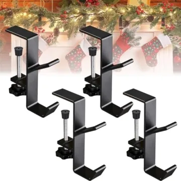 Adjustable 2-in-1 Mantel Hanger & Stocking Hooks (4pcs)