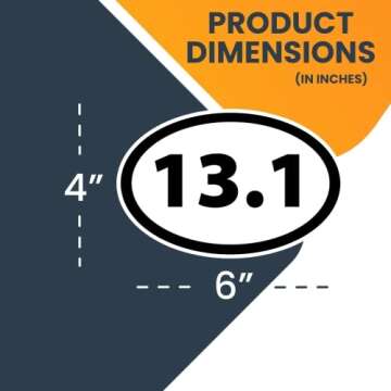 Magnet Me Up: 13.1 Half Marathon Black Oval Magnet Decal - 4x6 Inches, Heavy-Duty Automotive Magnet ...