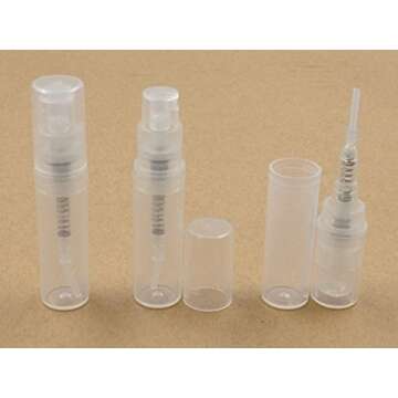 Mini Perfume Bottle 2ml 100pcs, Small Refillable Spray Bottle, Perfume Mouthwash Bottle for Cleaning, Travel, Essential Oils, Perfume