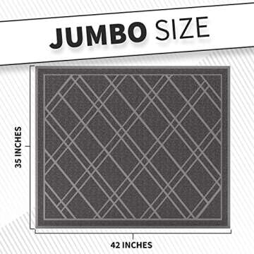 SlipToGrip Door Mat - Durable Door Outdoor Mats for High Traffic - Plaid Grey Mat with Water-Resista...