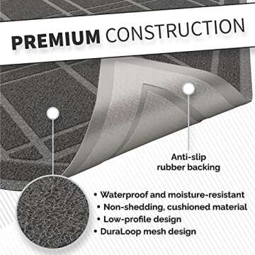 SlipToGrip Door Mat - Durable Door Outdoor Mats for High Traffic - Plaid Grey Mat with Water-Resistant Surface, Dura Loop - No-Slip and Easy-to-Clean for Indoor and Outdoor Entryway Rug, 42 x 35 Inch