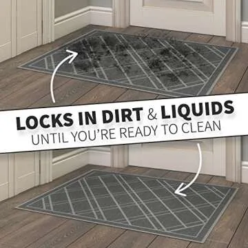 SlipToGrip Door Mat - Durable Door Outdoor Mats for High Traffic - Plaid Grey Mat with Water-Resistant Surface, Dura Loop - No-Slip and Easy-to-Clean for Indoor and Outdoor Entryway Rug, 42 x 35 Inch