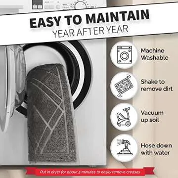 SlipToGrip Door Mat - Durable Door Outdoor Mats for High Traffic - Plaid Grey Mat with Water-Resistant Surface, Dura Loop - No-Slip and Easy-to-Clean for Indoor and Outdoor Entryway Rug, 42 x 35 Inch