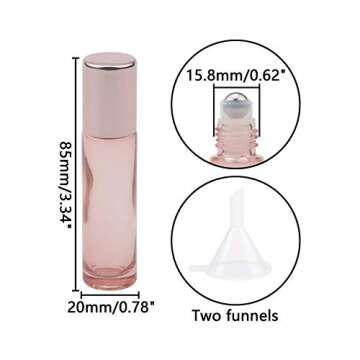 Newzoll 8 Pcs Roller Bottles Set, 10 ml (1/3 oz) Roller Bottles with Funnels & Opener, Glass Roll-on...