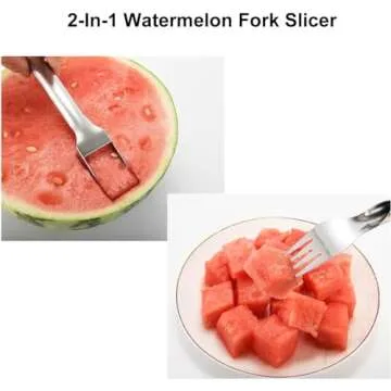 2 Pcs Stainless Steel Watermelon Fork Slicer Cutter