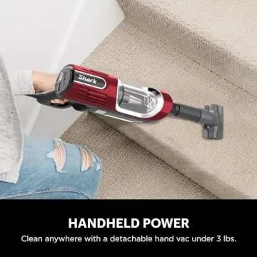 Shark HZ602 Ultralight Pet Pro Corded Stick Vacuum with PowerFins & Self-Cleaning Brushroll, Perfect for Pets, Converts to Hand Vacuum, Pet Power Brush, Crevice & Upholstery Tools, Comet Red