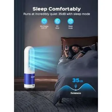 Senmeo Bladeless Fan for Bedroom, 22" Quiet Tower Fan with Remote, 90° Oscillating Fan for Indoors with 8 Speeds, 9H Timer, LED Display, Easy to Clean, Portable Standing Fan for Home, Office