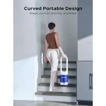 Senmeo Bladeless Fan for Bedroom, 22" Quiet Tower Fan with Remote, 90° Oscillating Fan for Indoors with 8 Speeds, 9H Timer, LED Display, Easy to Clean, Portable Standing Fan for Home, Office