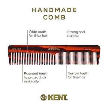 Kent 16T Fine Tooth Comb and Wide Tooth Comb for Hair, Kent Beard Comb and Mustache Comb for Hair Styling, Travel Comb Grooming for Men and Women