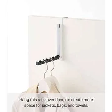 Yamazaki Alloy Steel Home 7162 Over The Door Hooks - Folding Hanging Coat Rack, Black