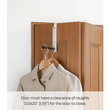 Yamazaki Alloy Steel Home 7162 Over The Door Hooks - Folding Hanging Coat Rack, Black