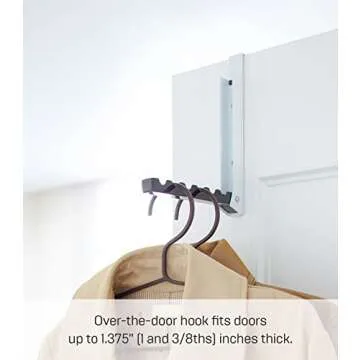 Yamazaki Alloy Steel Home 7162 Over The Door Hooks - Folding Hanging Coat Rack, Black
