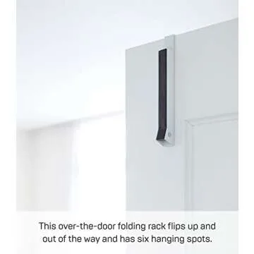 Yamazaki Alloy Steel Home 7162 Over The Door Hooks - Folding Hanging Coat Rack, Black