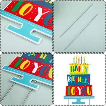 URATOT 2 Pack Birthday Yard Signs Outdoor Lawn Decorations Birthday Cake Yard Signs Birthday Balloons Yard Signs with Stakes for Home Party Decorations