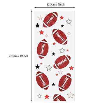 Blulu 100 Pieces Football Treat Bags Football Candy Favor Bags Heat Sealable Football Cellophane Bag...