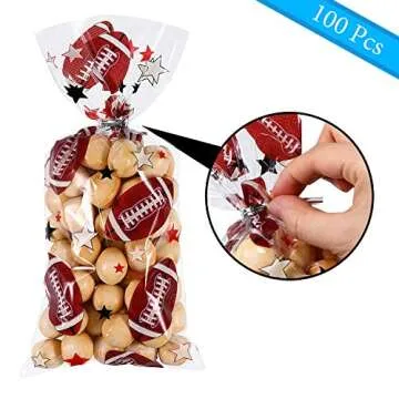 Blulu 100 Football Treat Bags for Game Day Fun