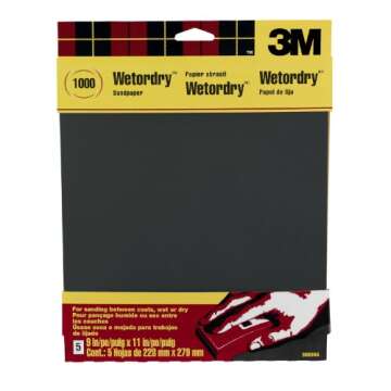 3M 9083NA-20 Wetordry Sandpaper, 1000-Grit, 9 11-Inch, 5 Sheets-9083NA-20, Black, 5 Count