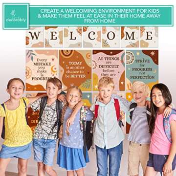 Decorably 15 Boho Classroom Poster Set for Inspirational Decor