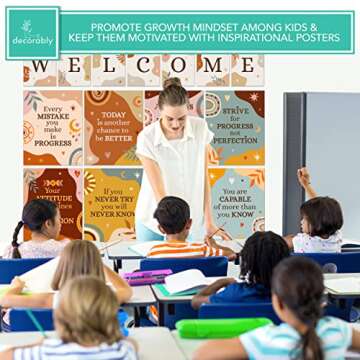 Decorably 15 Boho Classroom Poster Set for Inspirational Decor
