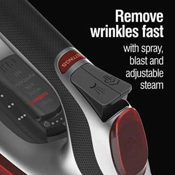 CHI Steam Iron for Clothes with Titanium Infused Ceramic Soleplate, 300+ Holes for Powerful Steaming