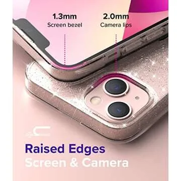 Ringke Compatible with iPhone 13 Case, Air Soft Transparent TPU Shockproof Flexible Lightweight Thin Phone Cover - Glitter Clear