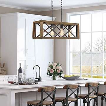 RUZINIU 4-Light Farmhouse Chandelier for Dining Room