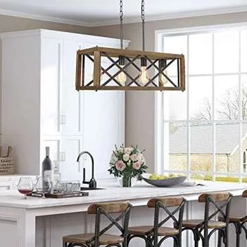 RUZINIU 4-Light Farmhouse Chandelier for Dining Room