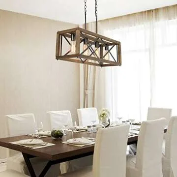 RUZINIU 4-Light Farmhouse Chandelier for Dining Room