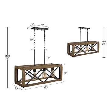 RUZINIU 4-Light Farmhouse Chandelier for Dining Room