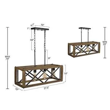 RUZINIU 4-Light Farmhouse Chandelier for Dining Room