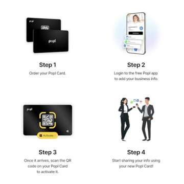 Popl Digital Business Card - Smart NFC Networking Card - Tap to Share - iPhone & Android (Black)