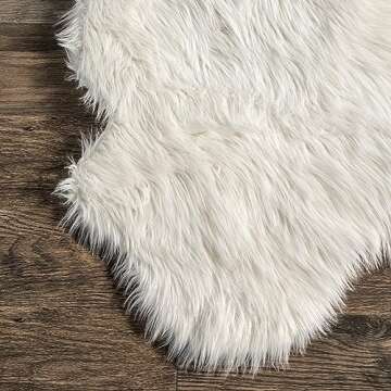 nuLOOM Deonna Animal Print Shaped 5x6 Shag Area Rug for Living Room Bedroom Dining Room Nursery, White