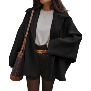 Tankaneo Womens Pea Coats Classic Notch Lapel Single Breasted Oversized Fall Winter Jackets Outerwea...