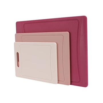 COOK WITH COLOR Non-Slip Cutting Board Set – Kitchen Essentials with Easy Grip Handle for Meat, Ve...