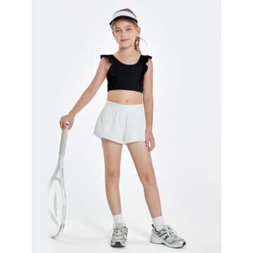 Girls Training Bra Cute Ruffle Sports Bra for Kids Comfort Dance Yoga Crop Top Black