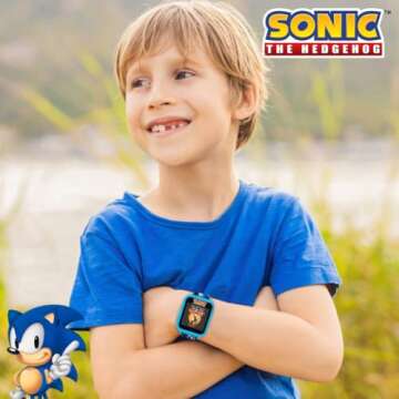 Accutime Kids SEGA Sonic The Hedgehog Blue Educational Touchscreen Smart Watch Toy for Boys, Girls, ...