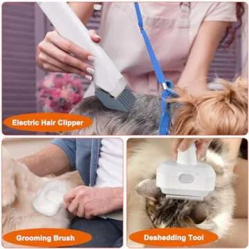 AUTENS Dog Grooming Vacuum Kit & Pet Clipper - 6-in-1 Shedding Brush with 99% Hair Suction, 6 Grooming Combs Included