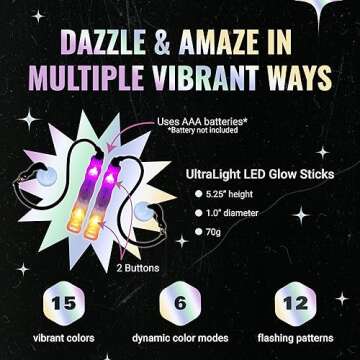 UltraPoi HelixPoi Set - Helix Poi w/Non-LED Knob Handles - 70+ Brilliant Color Modes & Patterns - LED Poi Glow Stick Lights w/Soft Durable Cases & Adjustable Leashes - Flow Arts Light Spinning Toy