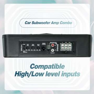 Seventour 10" 1000W Slim Under Seat Powered Car Subwoofer, Car/Truck Audio Sub Built in Amplifier Combo, with Colorful LED Ambient Lights (RGB LED Subwoofer+Mounting Wire Kit)