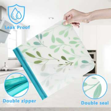 Dishwasher Safe Silicone Reusable Bags - 10 Pack