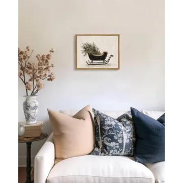 KISSFOX Vintage Christmas Sleigh Wall Art for Holiday Decor